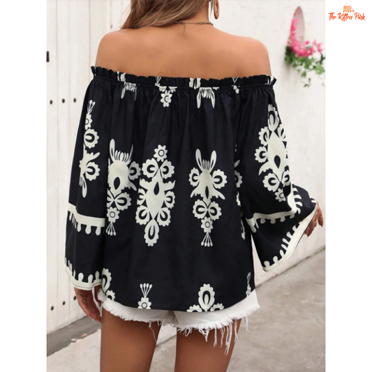 Women's chiffon shirt featuring striped floral print, split sleeves, and a regular fit for casual spring and summer outfits.