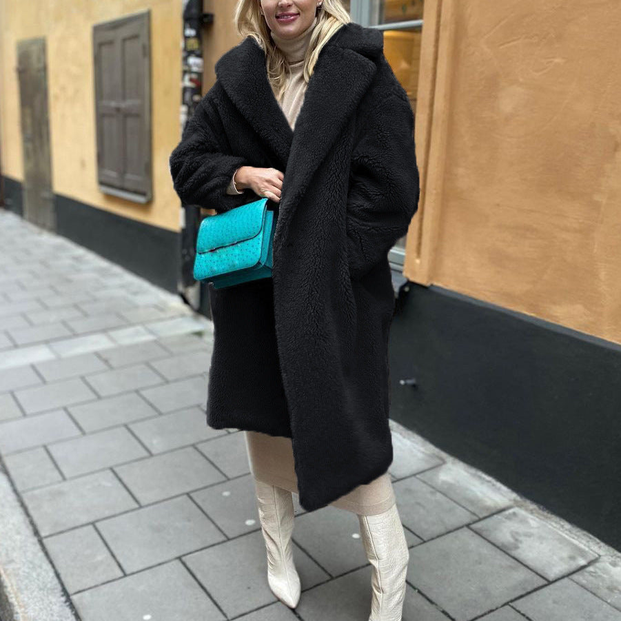 Chic Autumn Fashion Faux Fur Edge Long Outwear Coats For Women