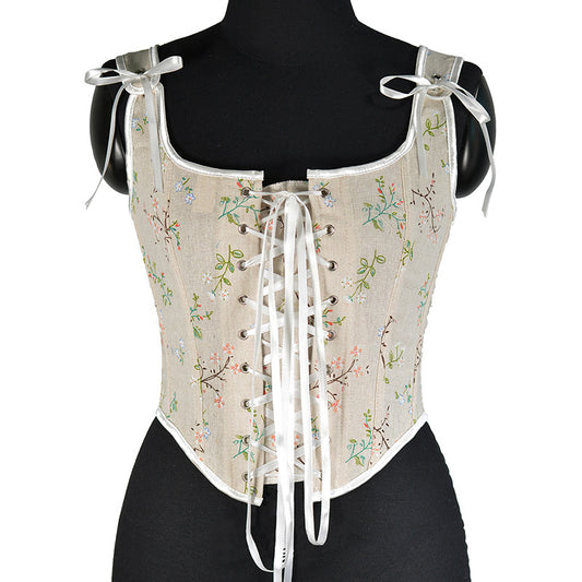 Womens Floral Backless Corset Tops