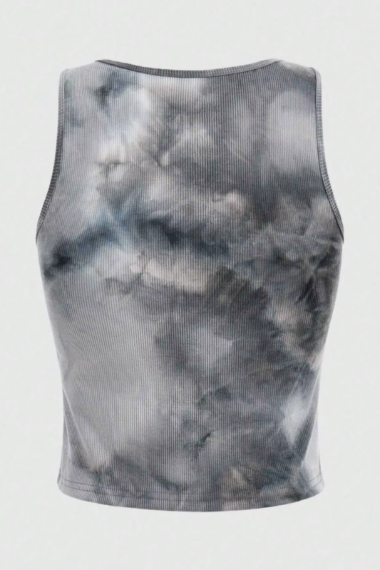 Cropped Y2K tie-dye tank top with bold eye graphic – available in edgy summer style.