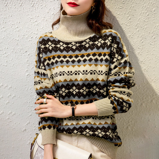 Women Thick Fleece Black Cat Printed Sweater