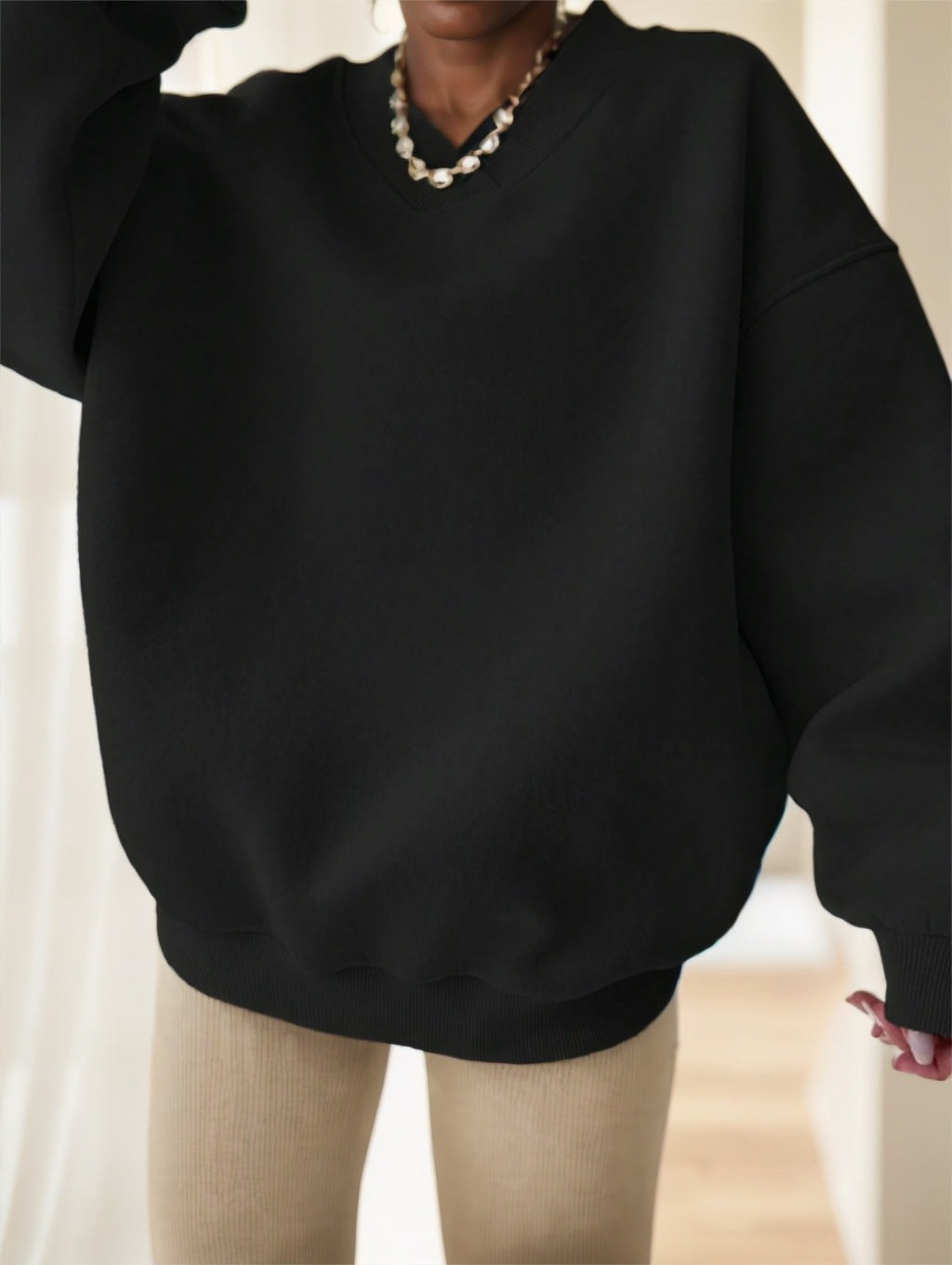 Womens Oversized O Neck Sweatshirt