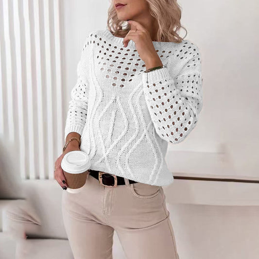Women Hollow Out V Neck Sweaters