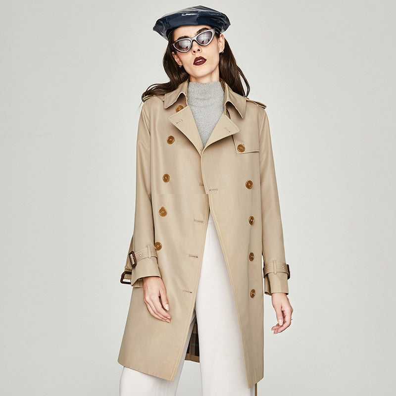 Timeless Elegance Long Double Breasted Trench