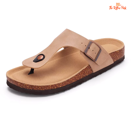 Comfortable Cloud Women’s Sandals with cork footbed, memory foam, and a sleek design perfect for vacation and casual summer wear.