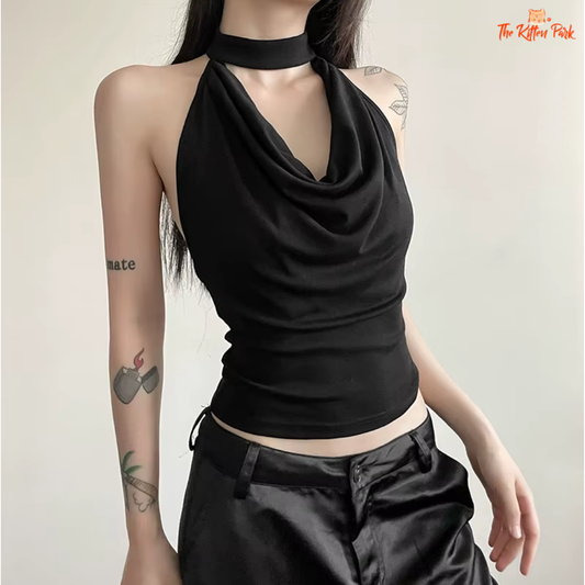 Cool & Confident Halter Vest – Solid Color Summer Street Style for Women