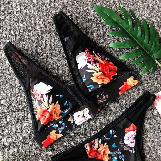 8XL Plus Size Floral Print Bikini Set