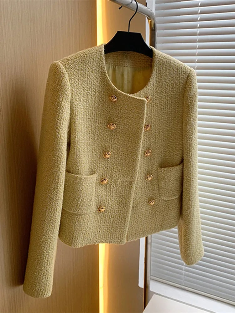 Womens Yellow Elegant Tweed jacket