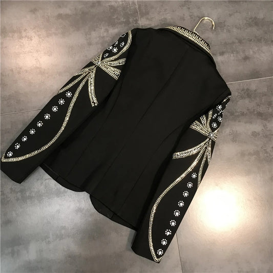 Women Luxury Beading Buttons Jacket