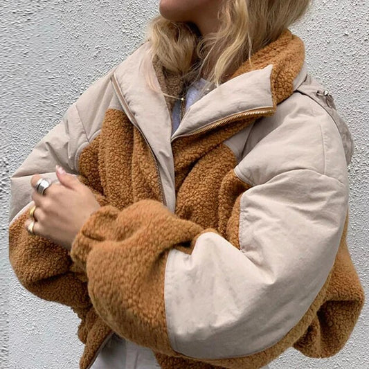 Women Casual Patchwork Hooded Jacket