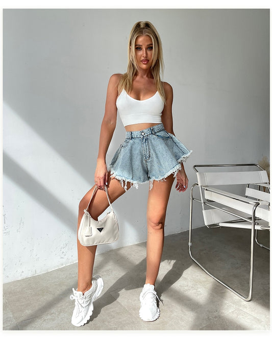 Women's Tassel High Waist Denim Shorts