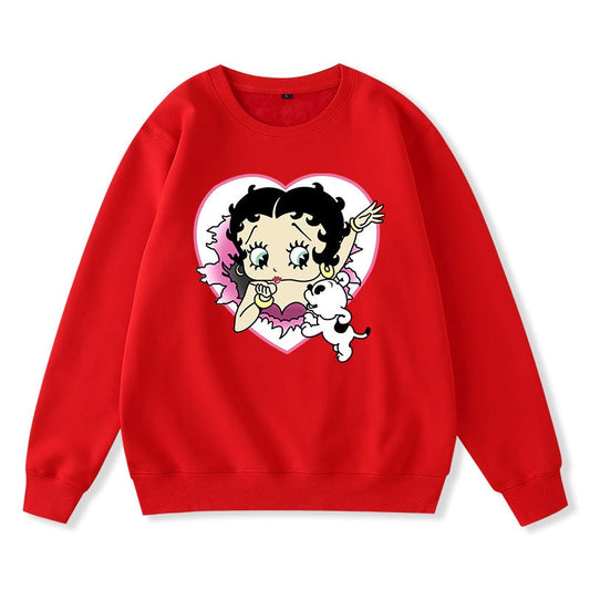 80s 90s American Cartoon Style Vintage Autumn Winter Sweatshirt For Women