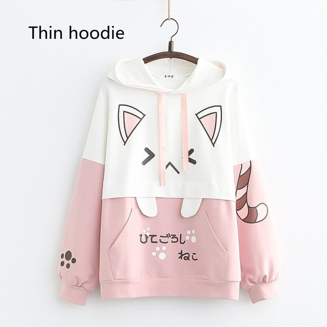 Womens Funny Anime Style Cat Ears Hoodies