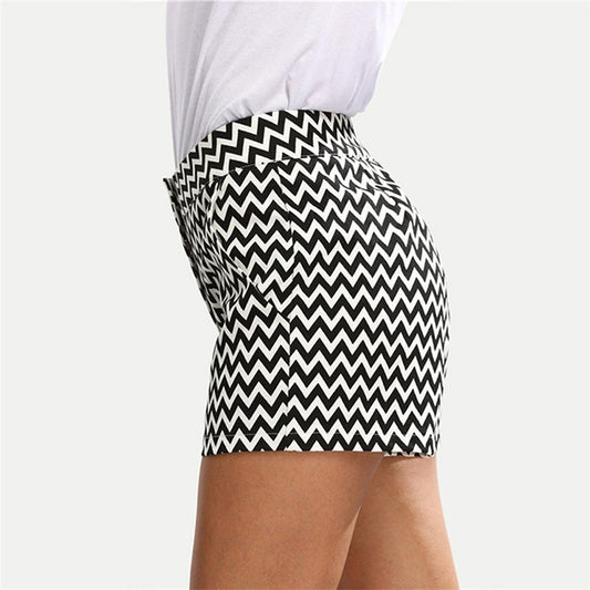 Women's Black And White Plaid Shorts