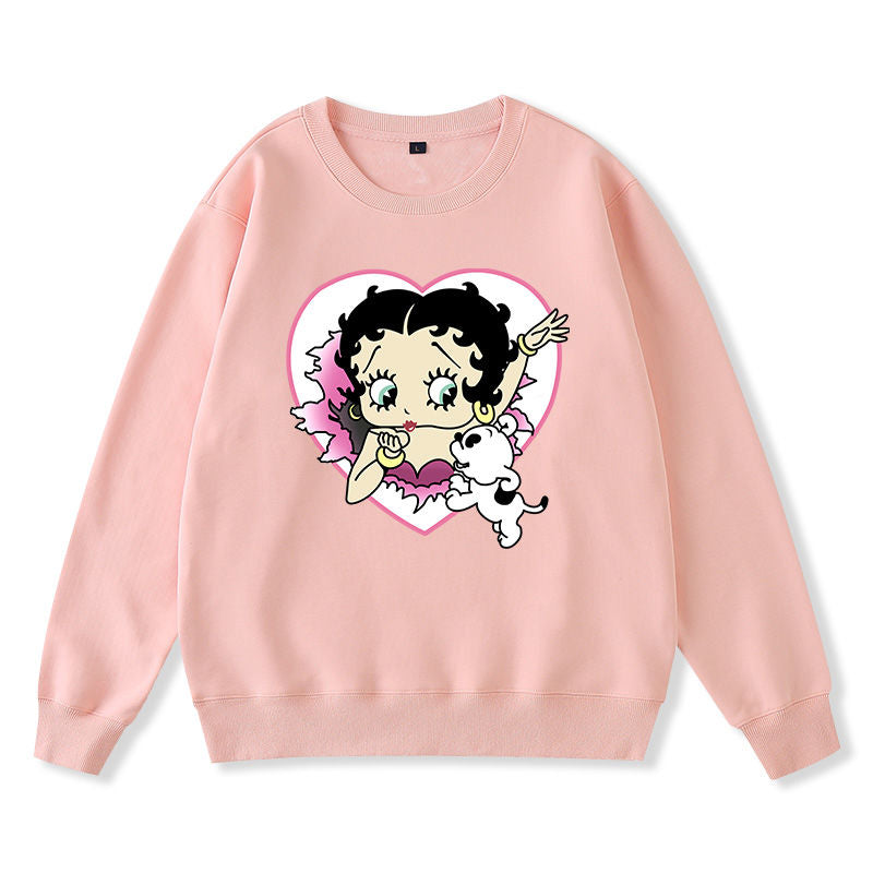 80s 90s American Cartoon Style Vintage Autumn Winter Sweatshirt For Women