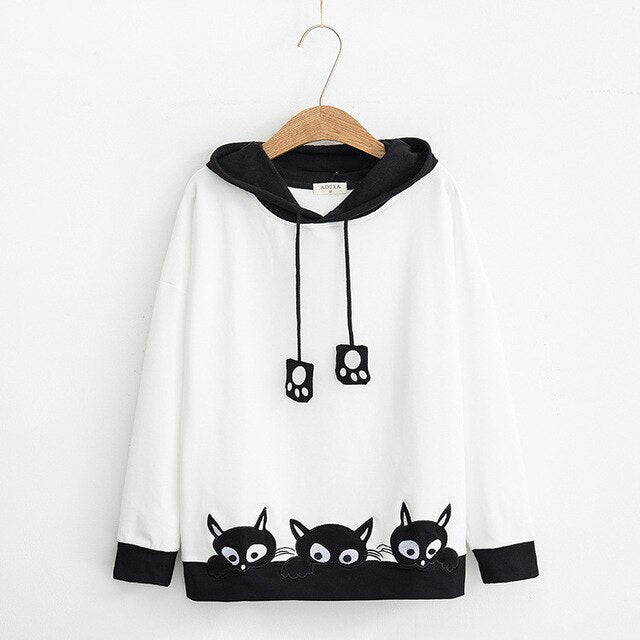 Womens Paw Design Tassel Cat Hoodie