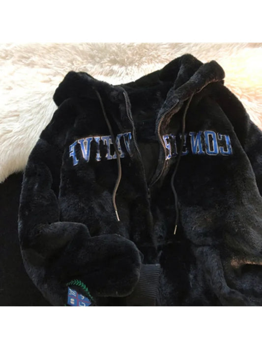 Womens Thick Plush Hooded Jackets