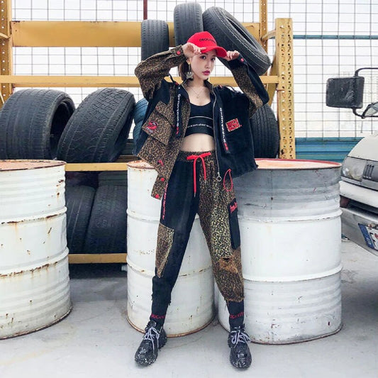 Womens Personalized Leopard Design Denim Jacket