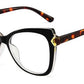 Womens Leopard Frame Oversized Cat Eye Glasses
