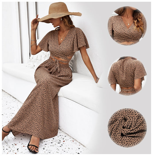 Party-Ready Leopard Print Skirt Set