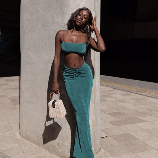 Coastal Charm Crop Top and Ankle-Length Sets