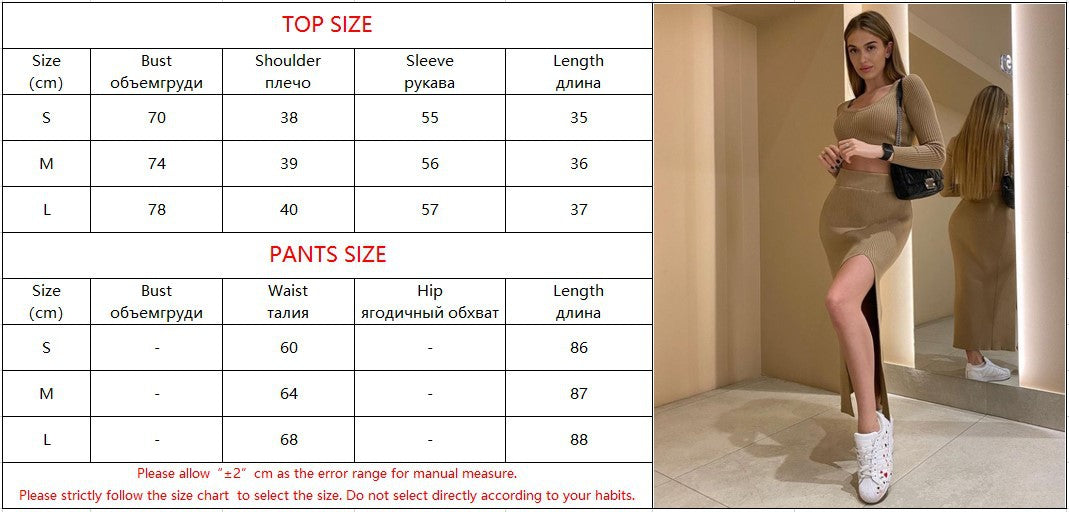 Breathable Knit 2-Piece Sweater Skirt Set for Spring and Summer