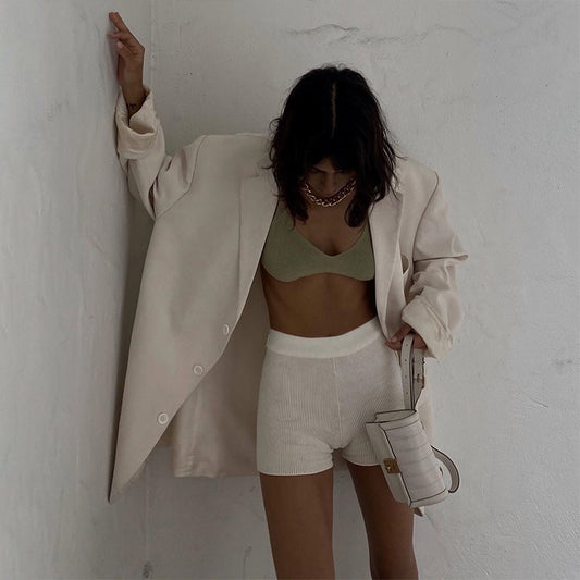 Women's Solid Knitted Shorts