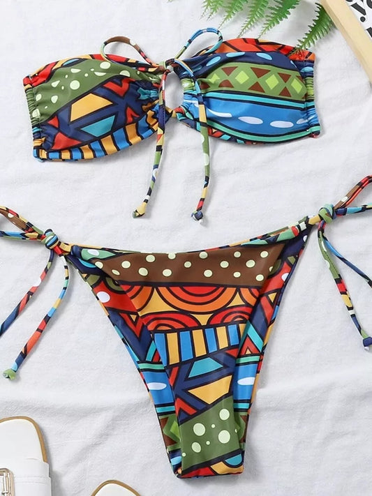 New Geometrical Multi Colored Design Sexy Bikinis For Women