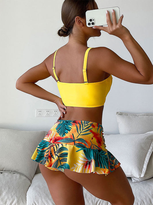 Beachside Paradise Bikini with High-Waist Skirt