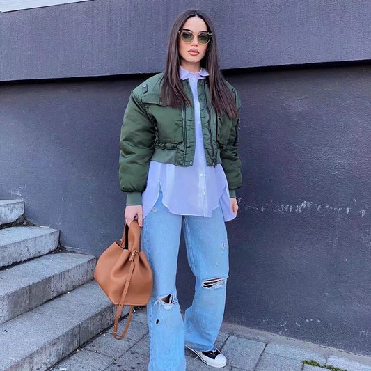 Womens Long Sleeve Bomber Jacket