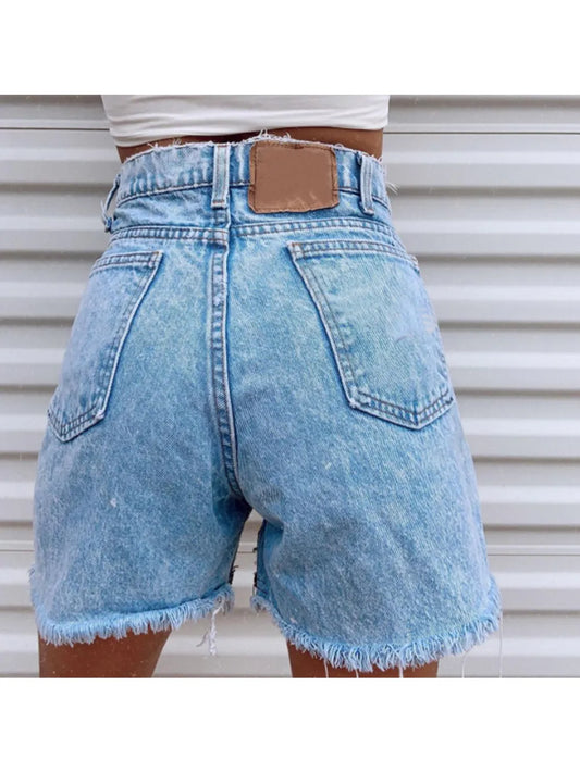 Fashion Flower Embroidered Denim Shorts