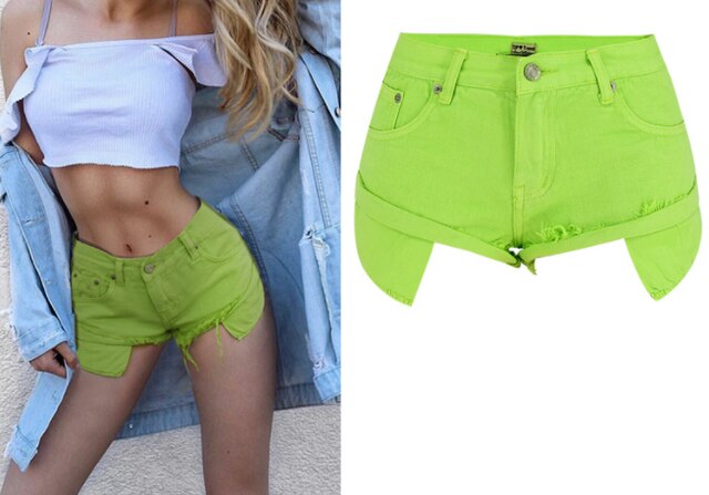 Womens Summer Low Waist Denim Shorts
