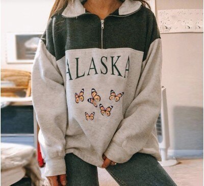 Alaska Last Frontier Cool Wild Nature Zipper Neck Sweatshirts