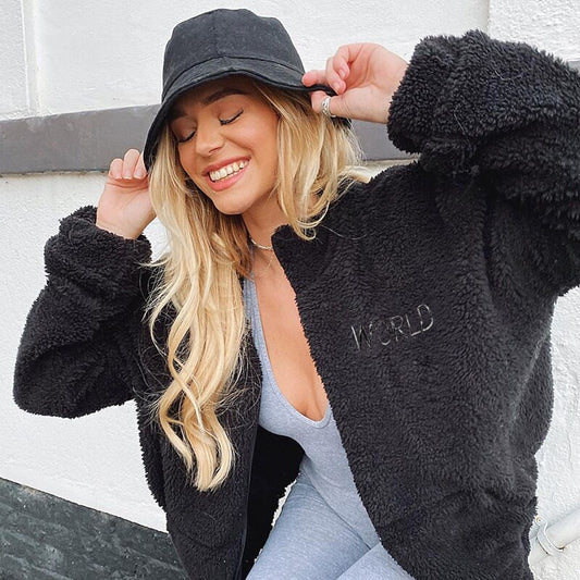 Womens Peace Themed Lambwool Jacket