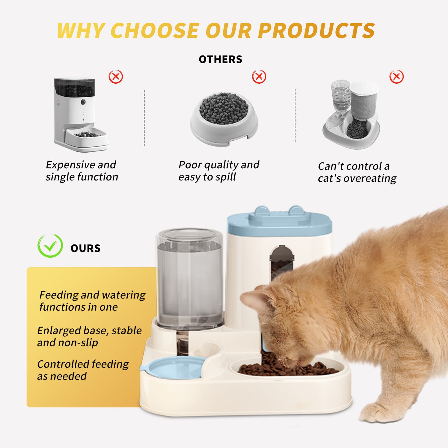 Cats Best Feeding Method Water Food Dispenser Bowls