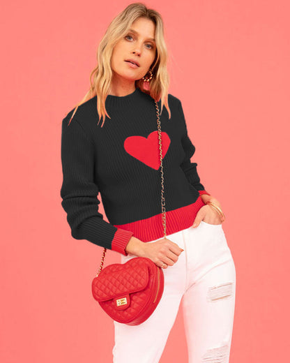 Womens Knitted Gothic Heart Patterned Sweaters