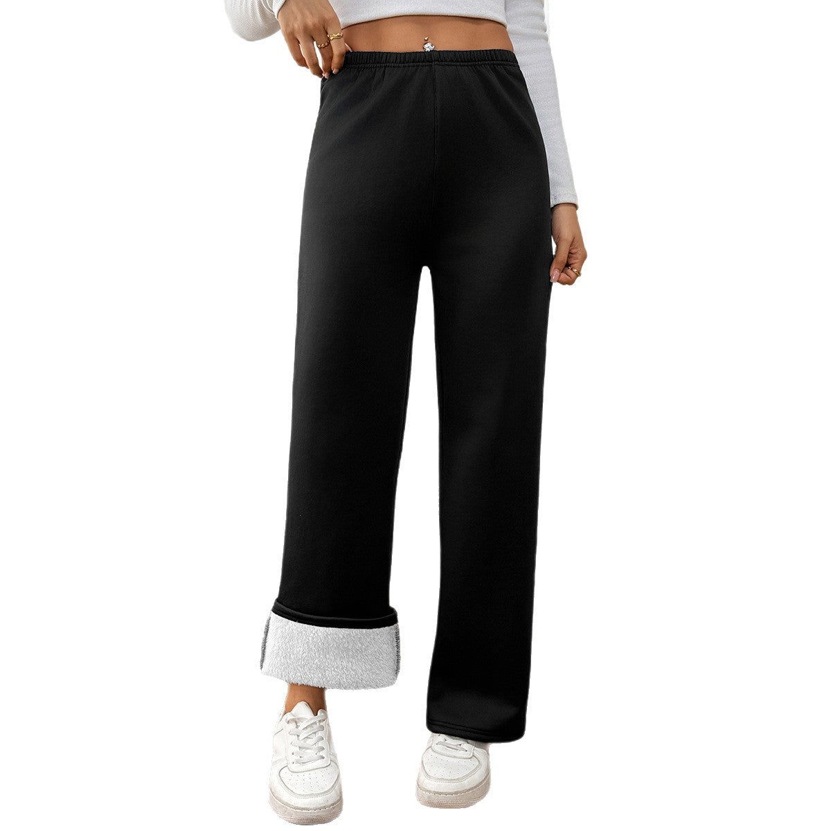 Velvet Ankle Length Cool Elegant Zipper Fly Women Pants