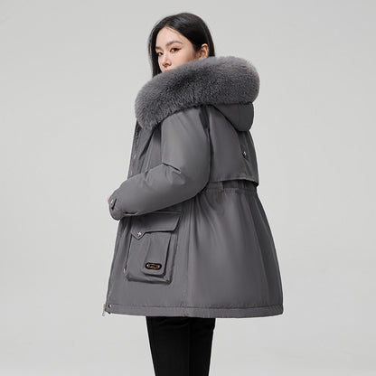 High Quality Cotton Padded Warm Hooded Parka Coat For Women