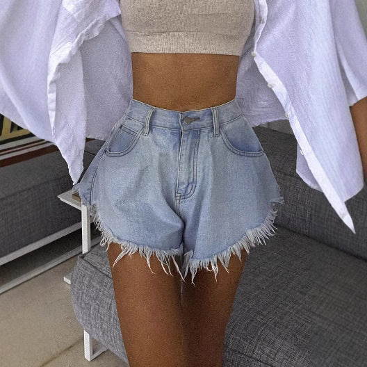 Womens High Waist Casual Denim Short