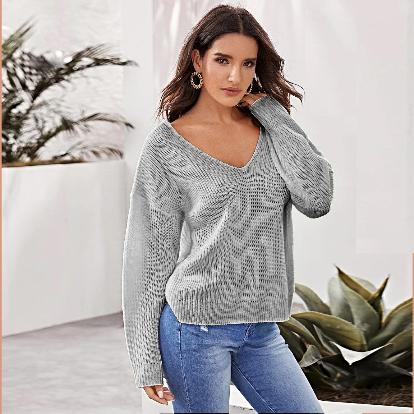 Women Elegance Light Open Shoulder Sweaters