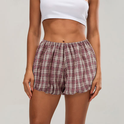 Womens Plaid Cycling Shorts