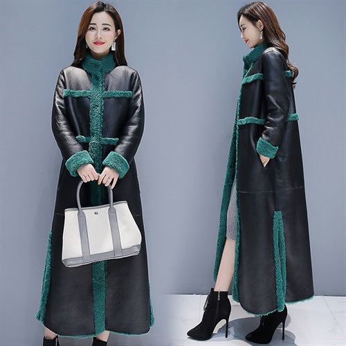 Vintage Chic Green PU Overcoat