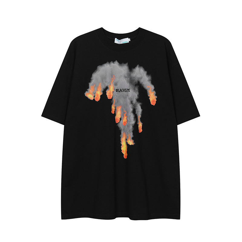 Black Draw Cats Slogan Print Cotton Summer T-Shirts Women