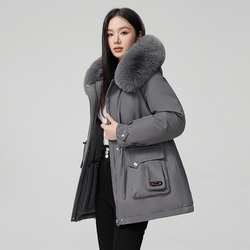High Quality Cotton Padded Warm Hooded Parka Coat For Women