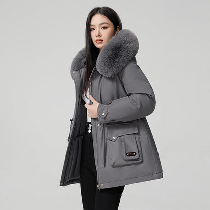 High Quality Cotton Padded Warm Hooded Parka Coat For Women