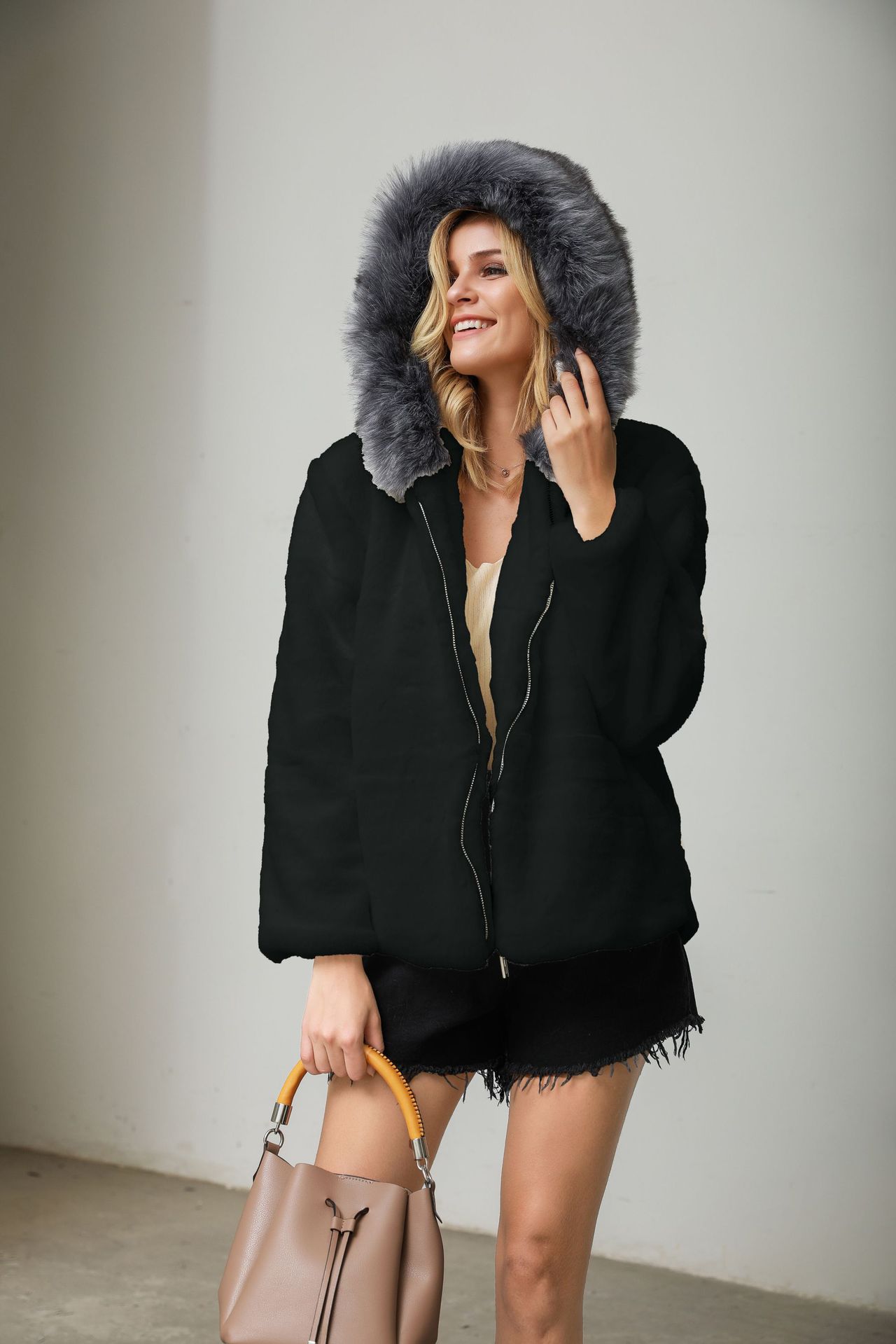 New Faux Fur Plush Coat