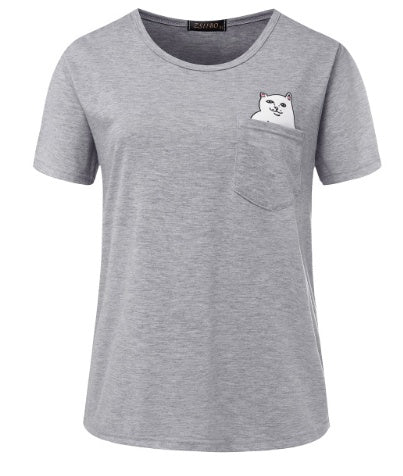 Womens Pocket Cat T-Shirt