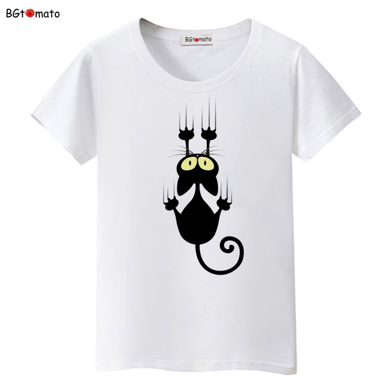 Funny Cap Three Cat Cartoon Summer Women T-Shirts