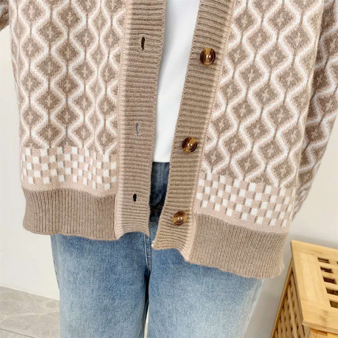 Womens New Casual Geometric Pattern Winter Sweater