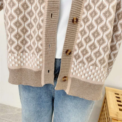 Womens New Casual Geometric Pattern Winter Sweater
